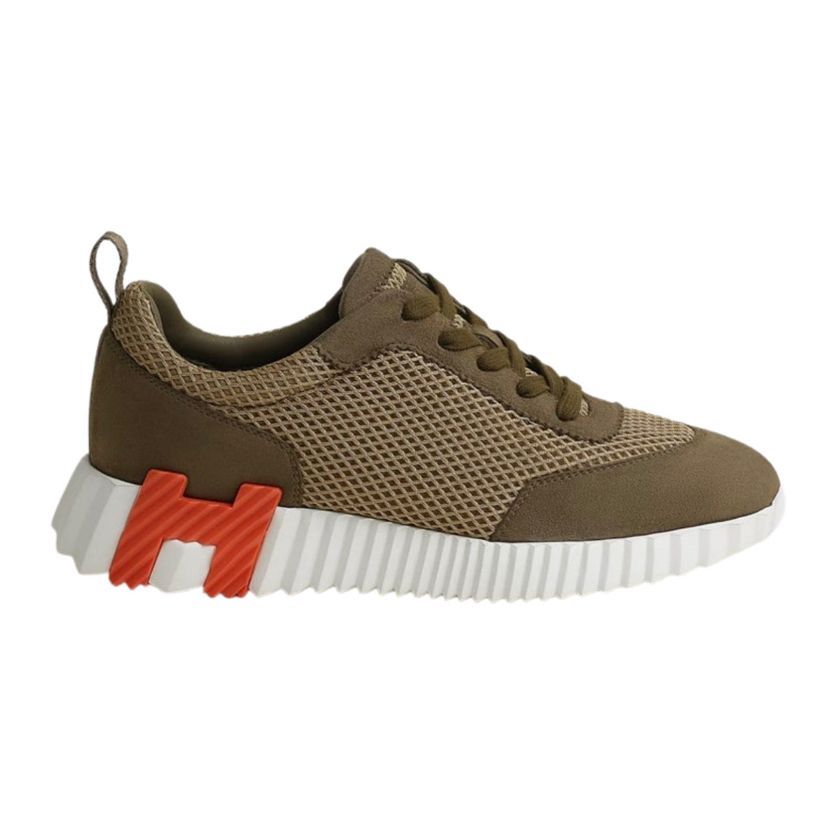 HERMES Blanc BOUNCING SNEAKER Vert Toundra