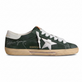 Golden Goose Super-Star in green suede with silver metallic leather star and leather heel tab