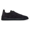 Zegna Triple Stitch Sneakers Full Navy Suede