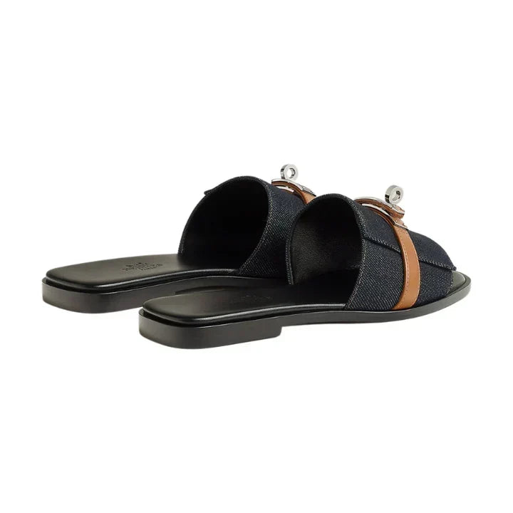 Hermès Giulia sandal 'Bleu Brut / Naturel'