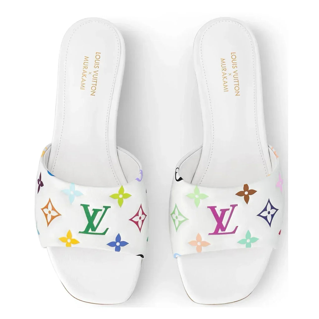 Louis Vuitton 6AM Flat Mules Takashi Murakami White