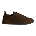 Zegna DARK BROWN TRIPLE STITCH™ SECONDSKIN SNEAKERS