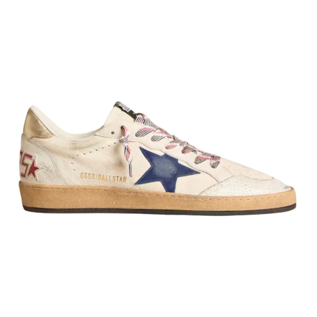 Golden Goose Ball Star in nappa leather with blue suede star and platinum leather heel tab