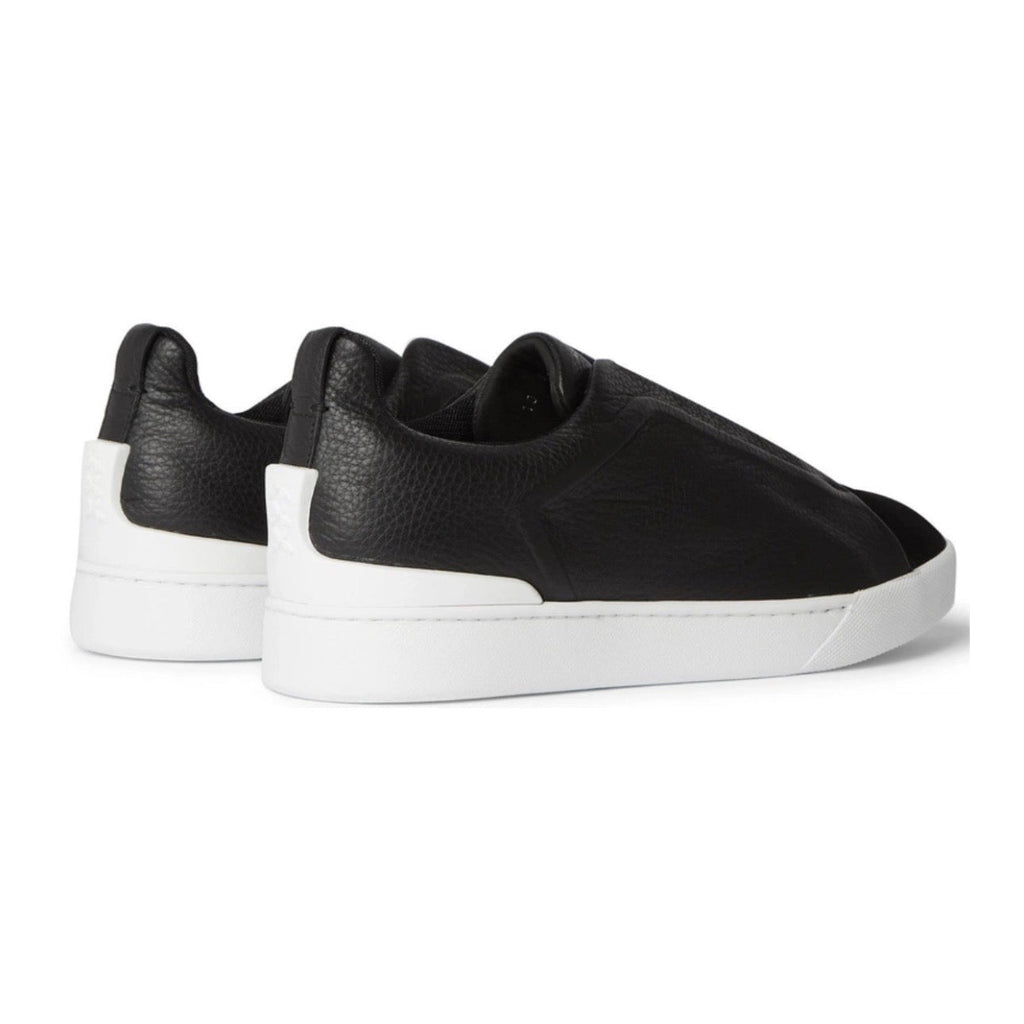 Zegna - Triple Stitch Full-Grain Leather and Suede Slip-On Sneakers - Black