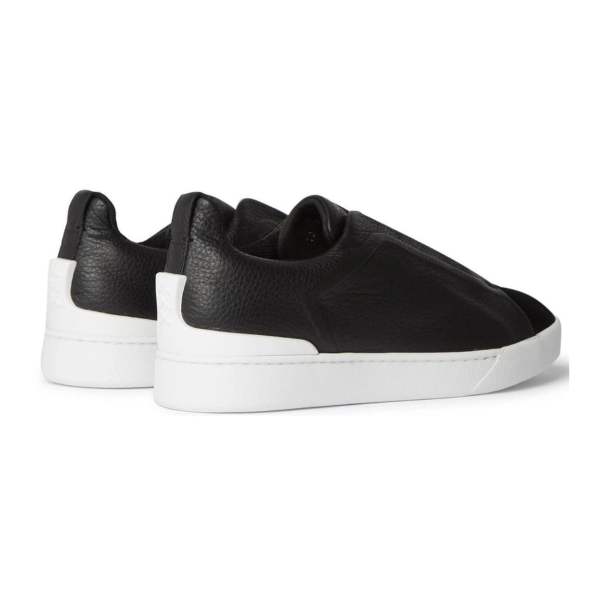 Zegna - Triple Stitch Full-Grain Leather and Suede Slip-On Sneakers - Black