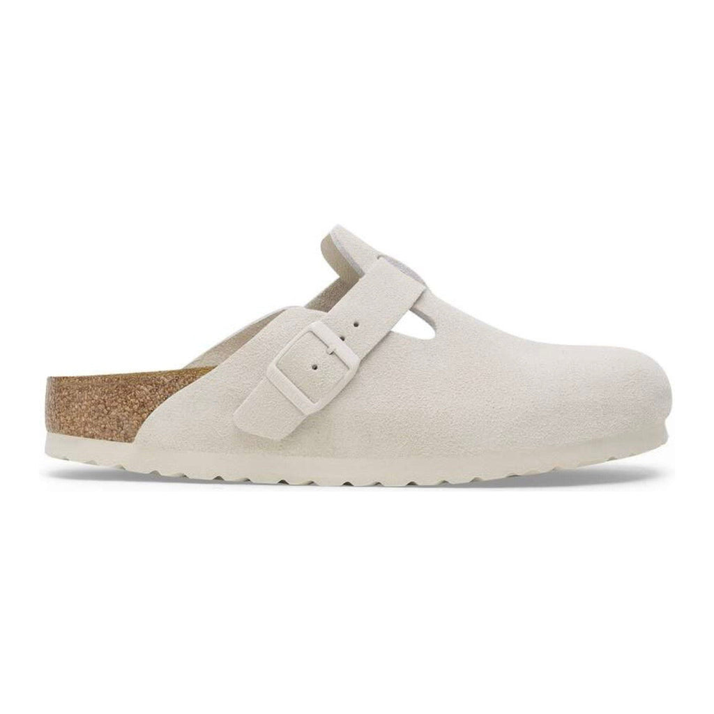 Birkenstock Boston Soft Footbed Suede Leather Antique White