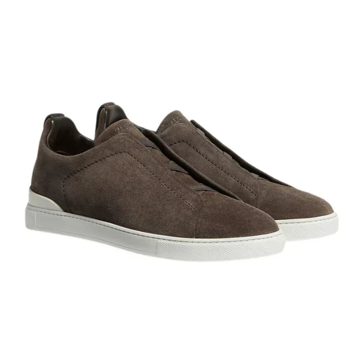 Zegna Brown Suede Triple Stitch™ Sneakers