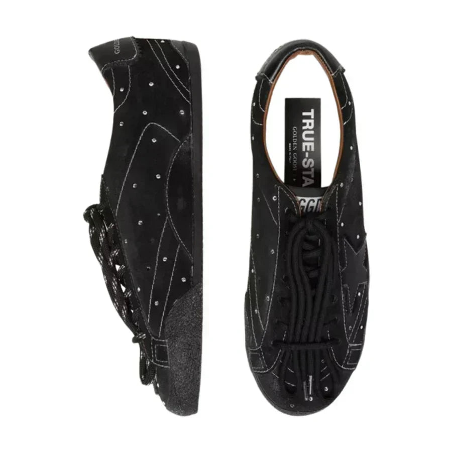 Golden Goose True-Star in black suede with Swarovski crystals and black leather star