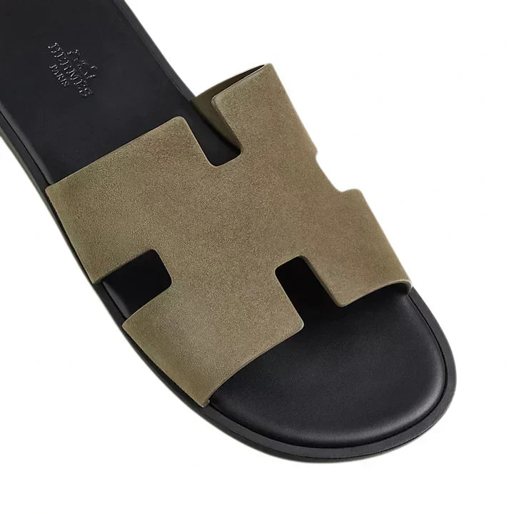Hermes Haven Suede H Style Slip-On Olive