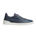 ZEGNA NAVY BLUE DEERSKIN TRIPLE STITCH™ SNEAKERS