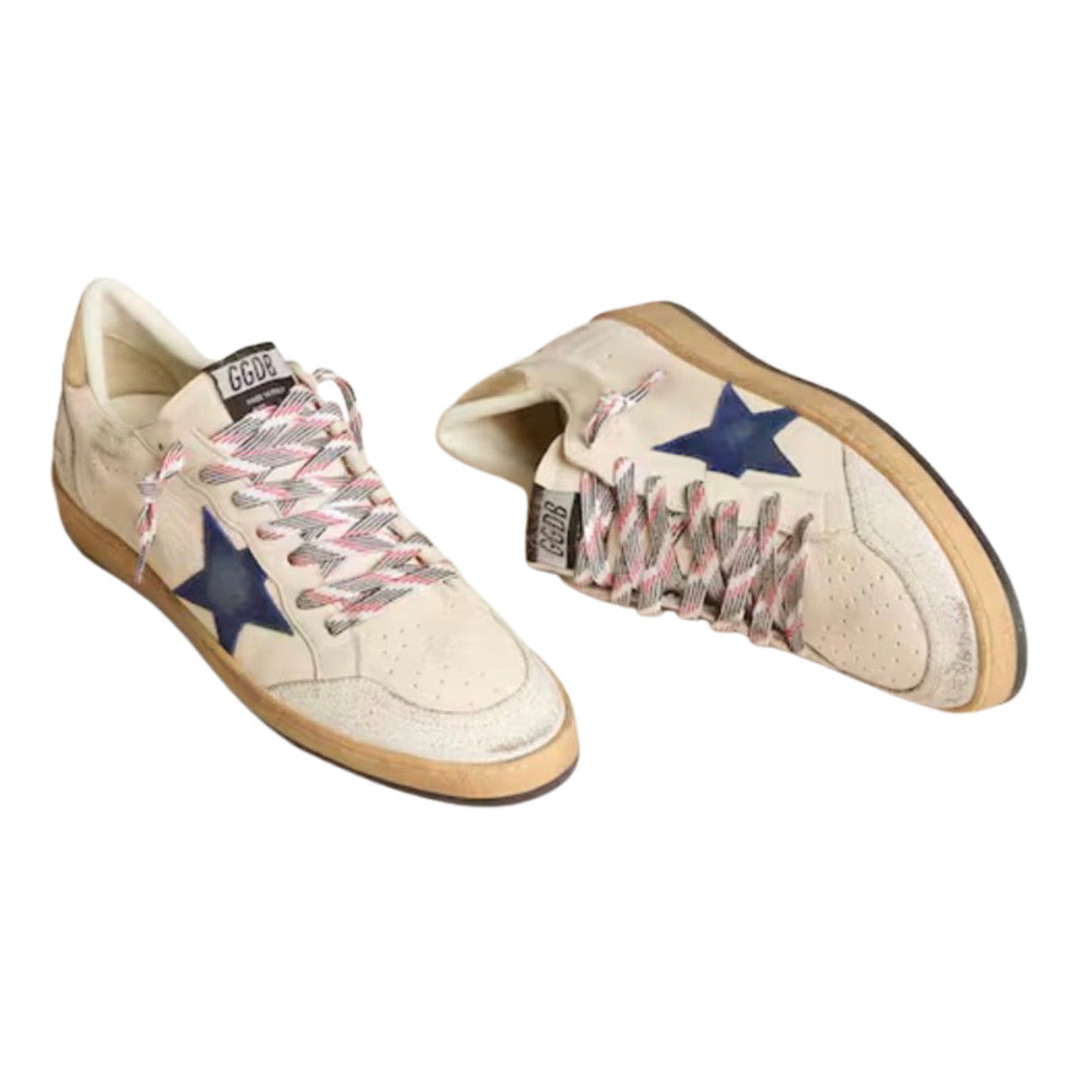Golden Goose Ball Star in nappa leather with blue suede star and platinum leather heel tab