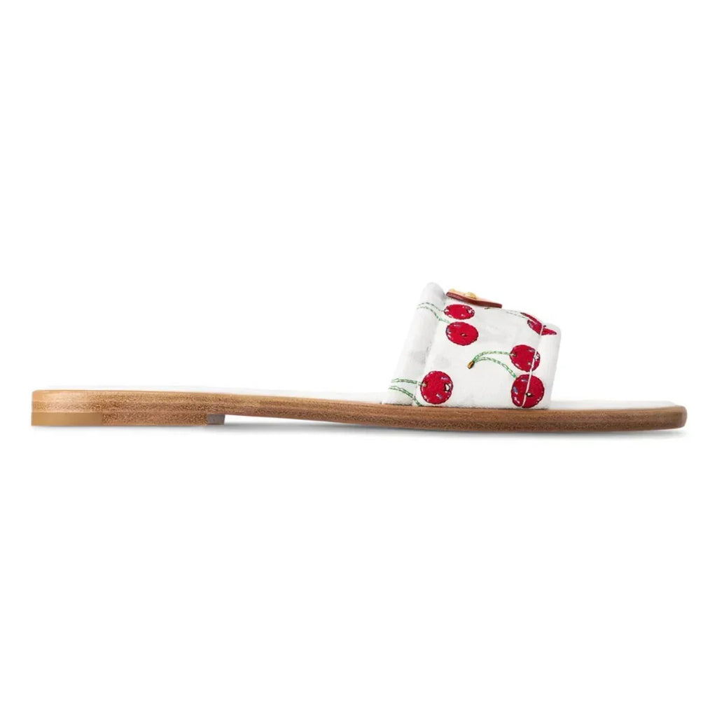 Louis Vuitton Cherry Lily Flat Mule x Takashi Murakami White