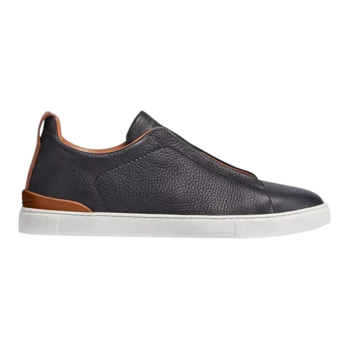 Zegna BLACK DEERSKIN TRIPLE STITCH™ SNEAKERS Black