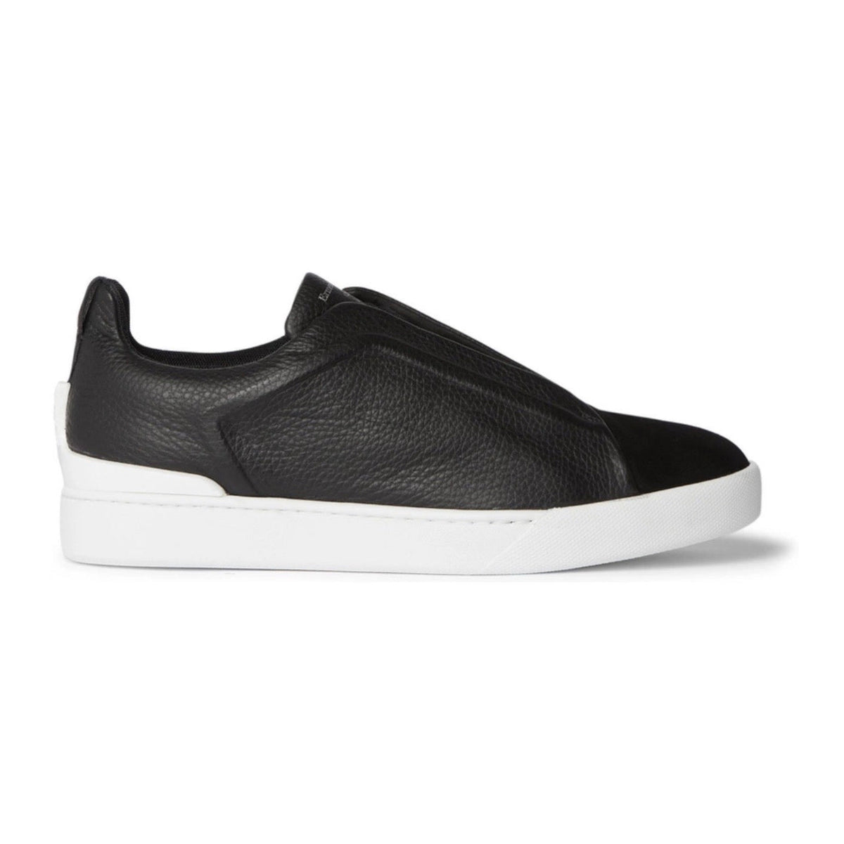 Zegna - Triple Stitch Full-Grain Leather and Suede Slip-On Sneakers - Black