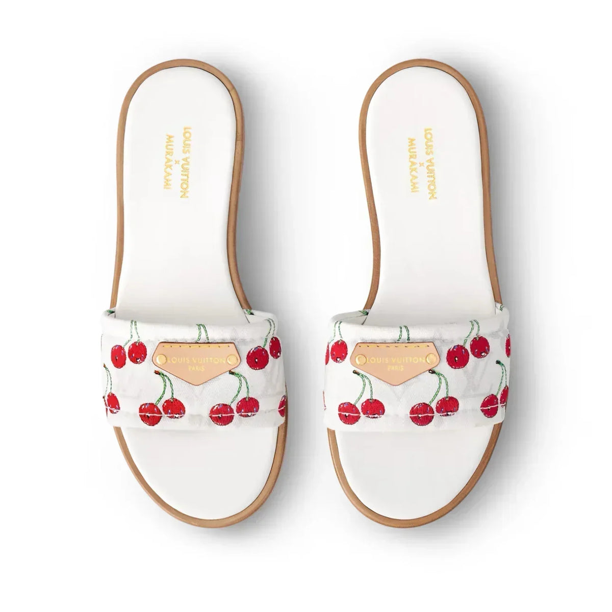 Louis Vuitton Cherry Lily Flat Mule x Takashi Murakami White