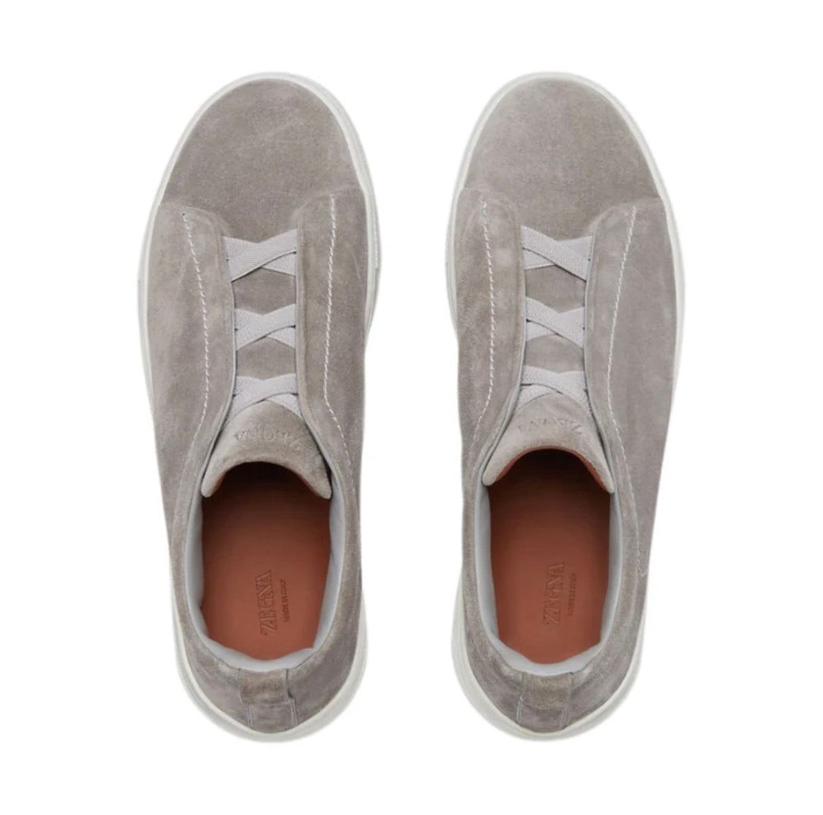 Zegna Grey Mélange Suede Triple Stitch™ Sneakers