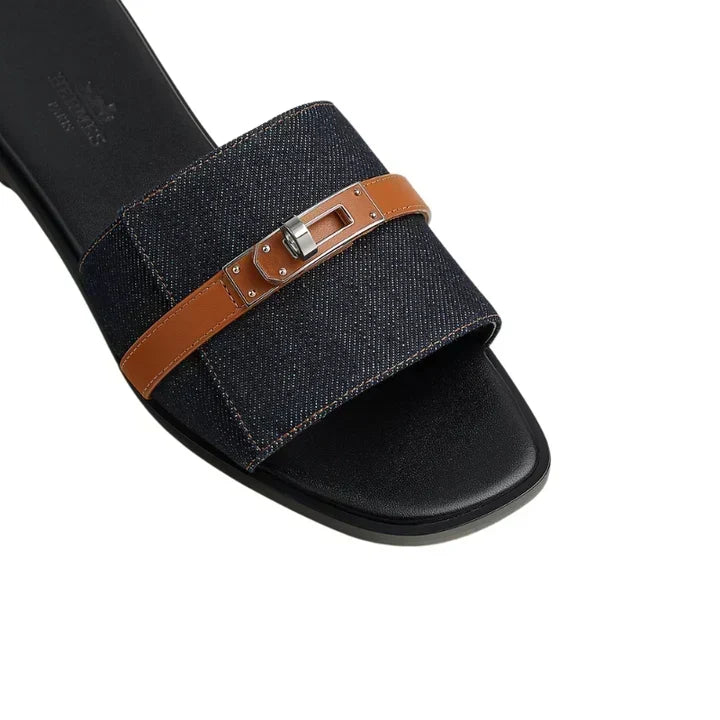 Hermès Giulia sandal 'Bleu Brut / Naturel'