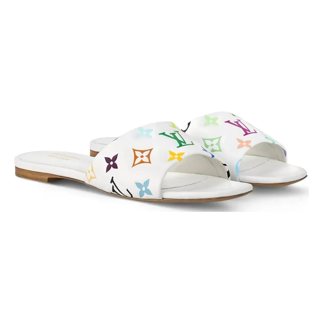 Louis Vuitton 6AM Flat Mules Takashi Murakami White