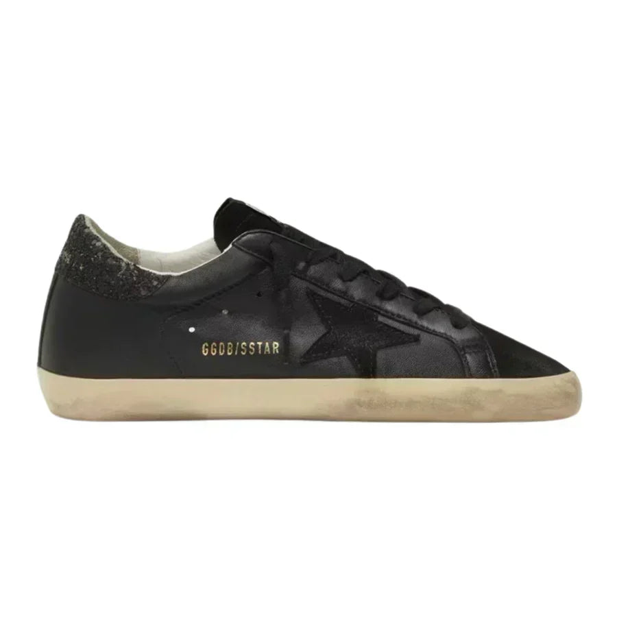 Golden Goose Superstar – Black Glitter Heel
