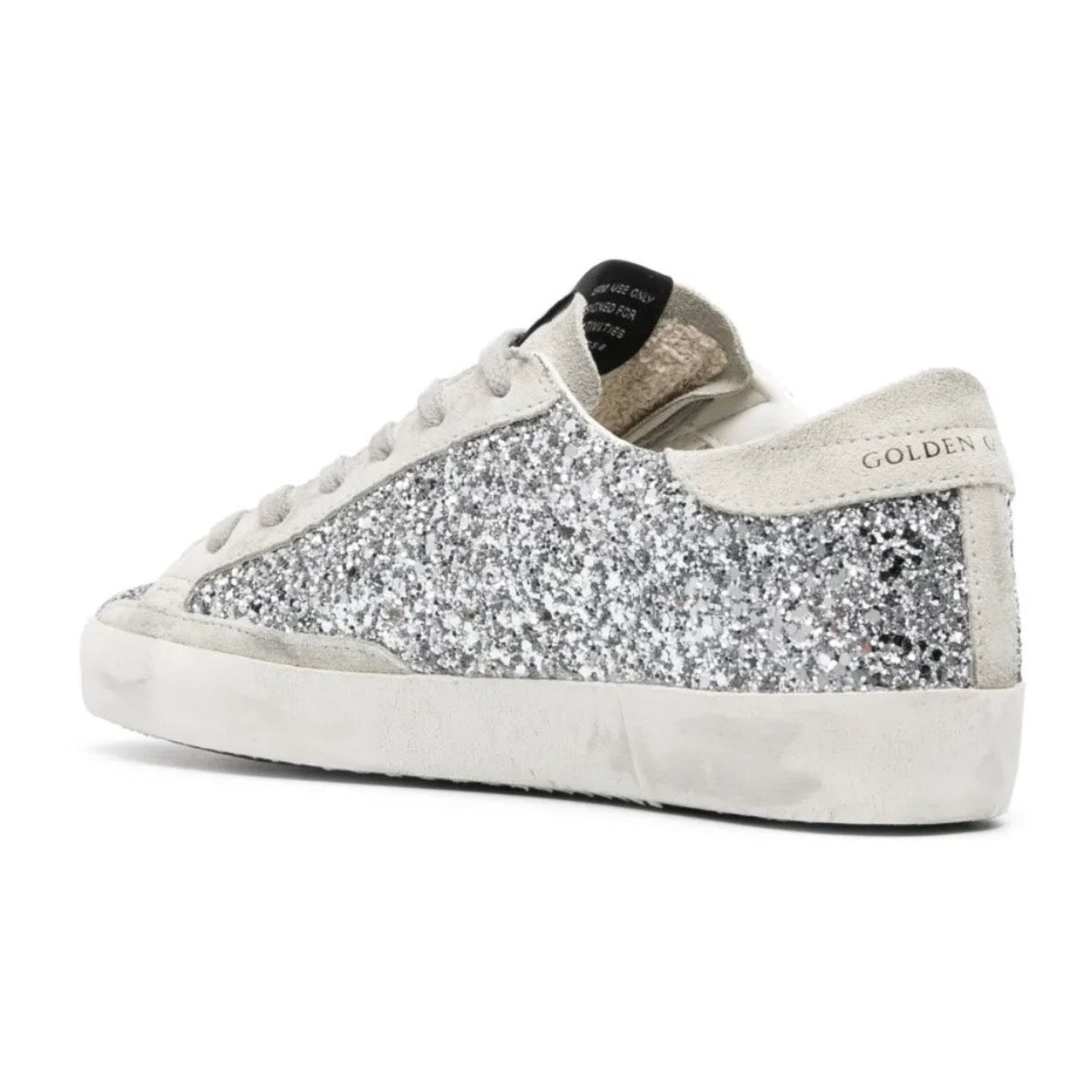 Golden Goose Super-Star trainers in silver glitter with ice-gray suede star