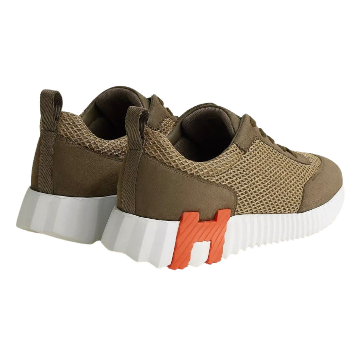 HERMES Blanc BOUNCING SNEAKER Vert Toundra