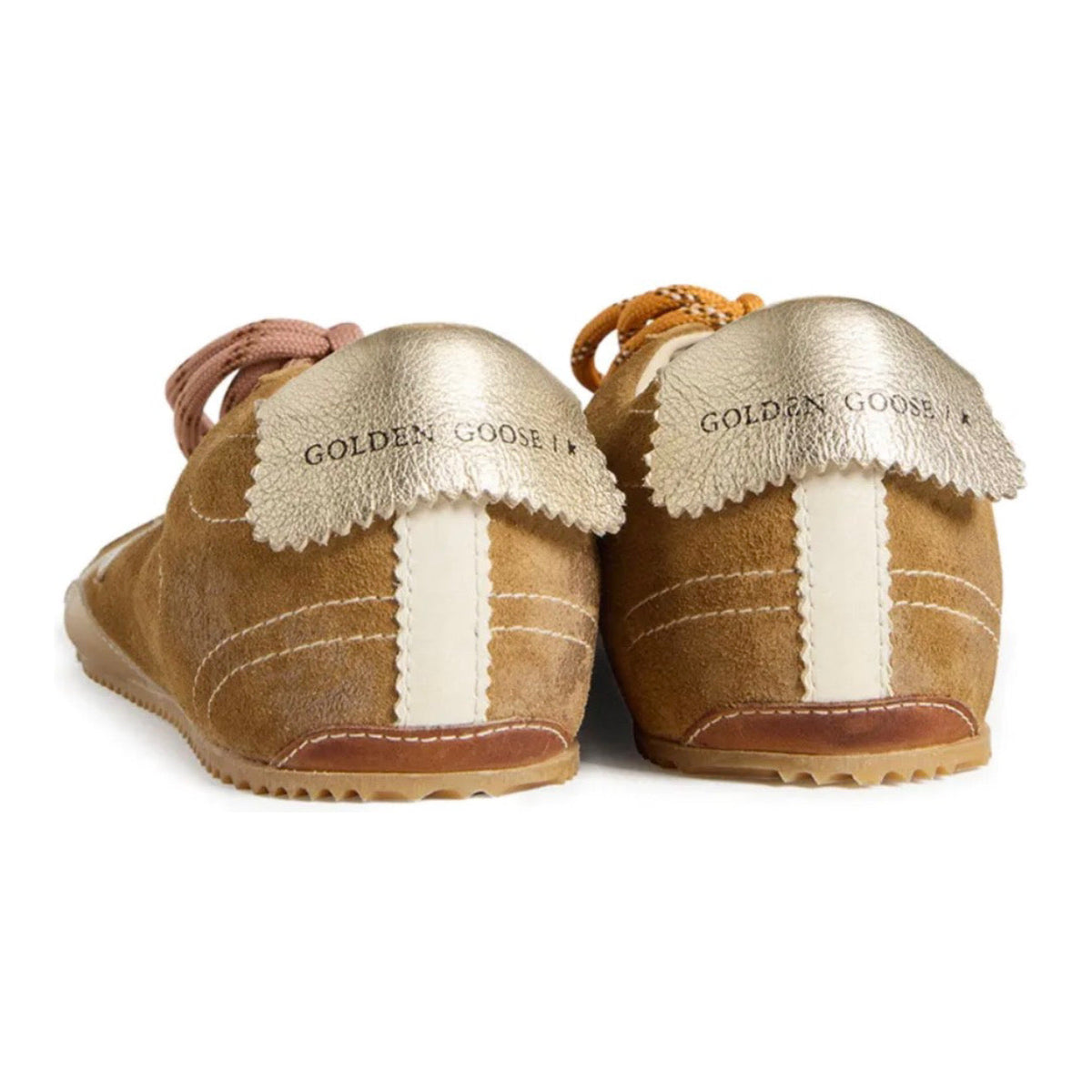 Golden Goose True-Star trainers in tobacco-colored suede with white star and platinum heels tab